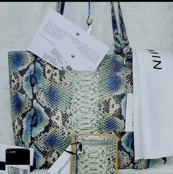 Brahmin Rare 2 PCS SET Holographic Purse bag tote handbag+ wallet NWT De… - Picture 4 of 14